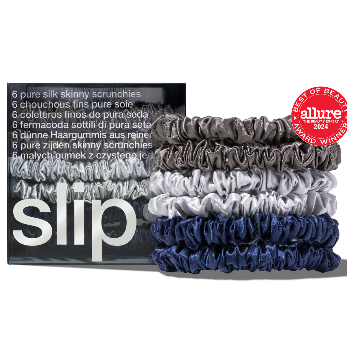 NWT 8 Slip skinny pure silk scrunchies Black & White Slip Pure Silk Skinny Scrunchies - Black | Dermstore main image 3