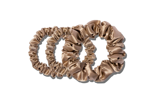 BACK TO BASICS LIGHT BROWN MIDI/LARGE SCRUNCHIE SET
