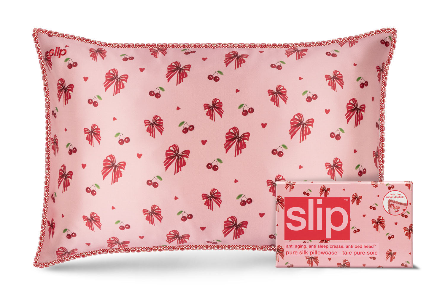 Emmie Queen Zippered Pillowcase with Lace Trim – Slip
