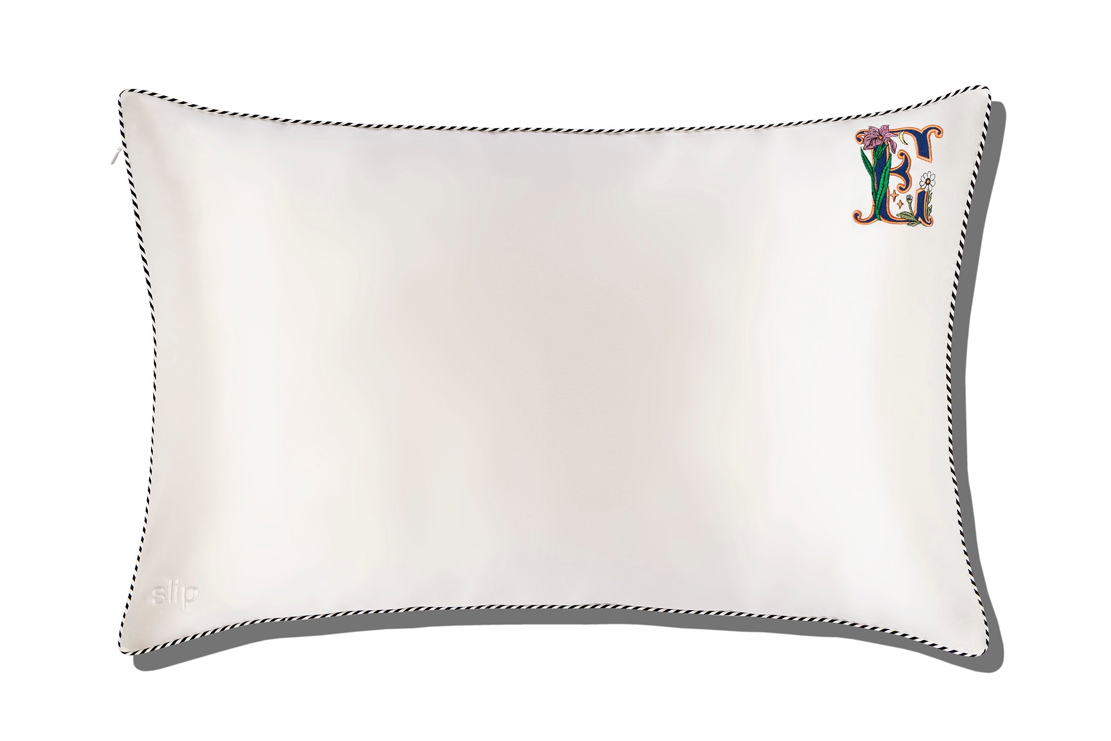 Initial Collection Zippered Pillowcase - White, Queen - Thumbnail 4