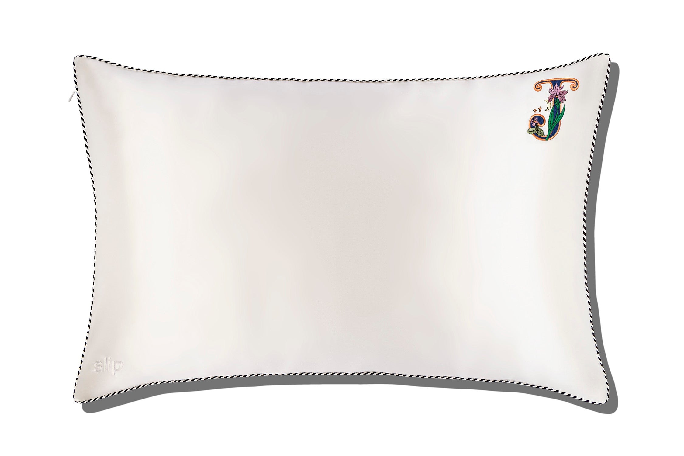 Initial Collection Zippered Pillowcase - White, Queen - Thumbnail 2