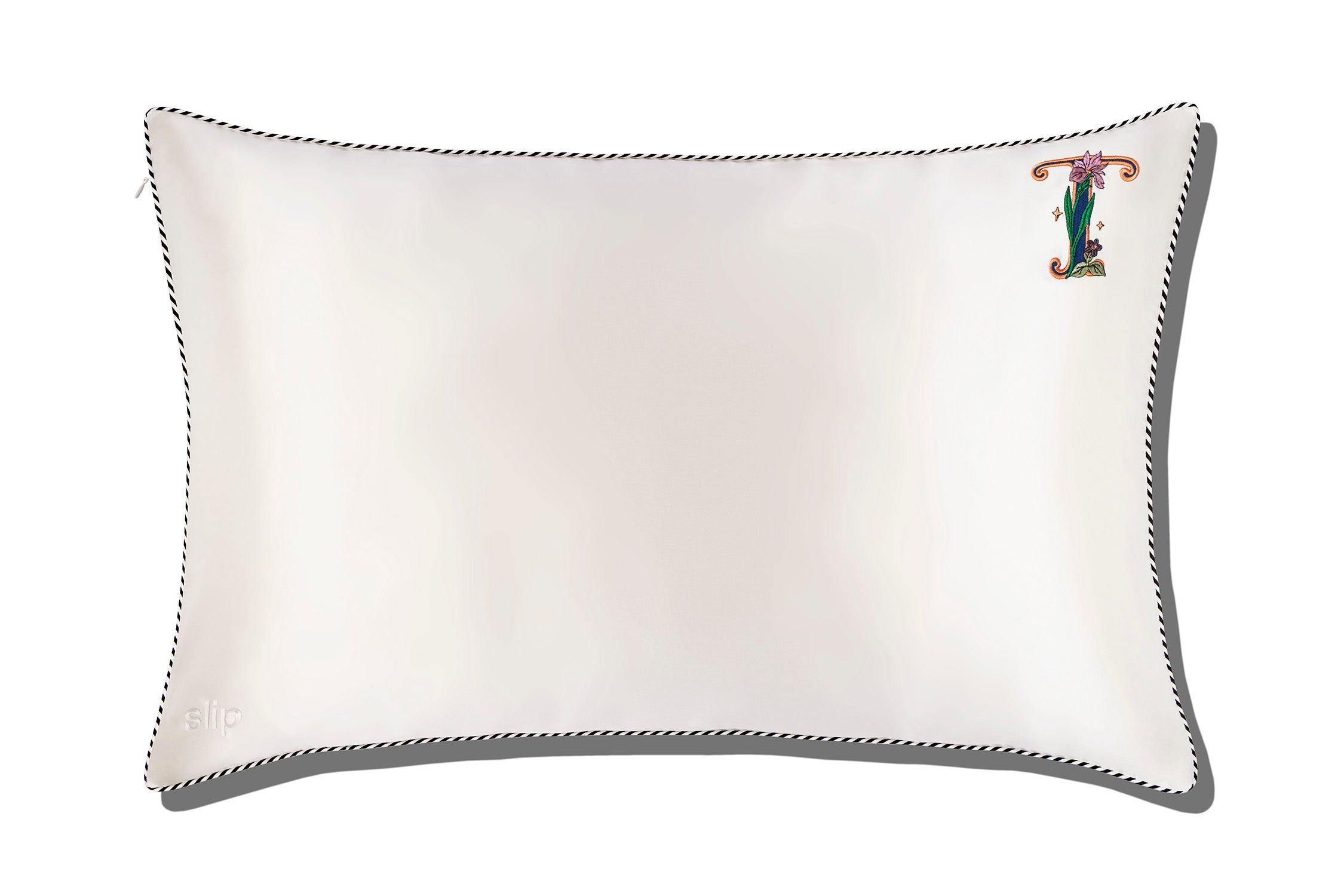 Initial Collection Zippered Pillowcase - White, Queen - Thumbnail 3