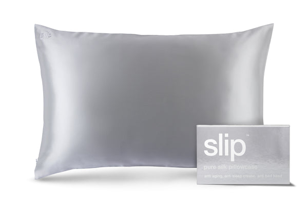 SLIP PURE SILK PILLOWCASE - SILVER - QUEEN - ZIPPERED – Slip