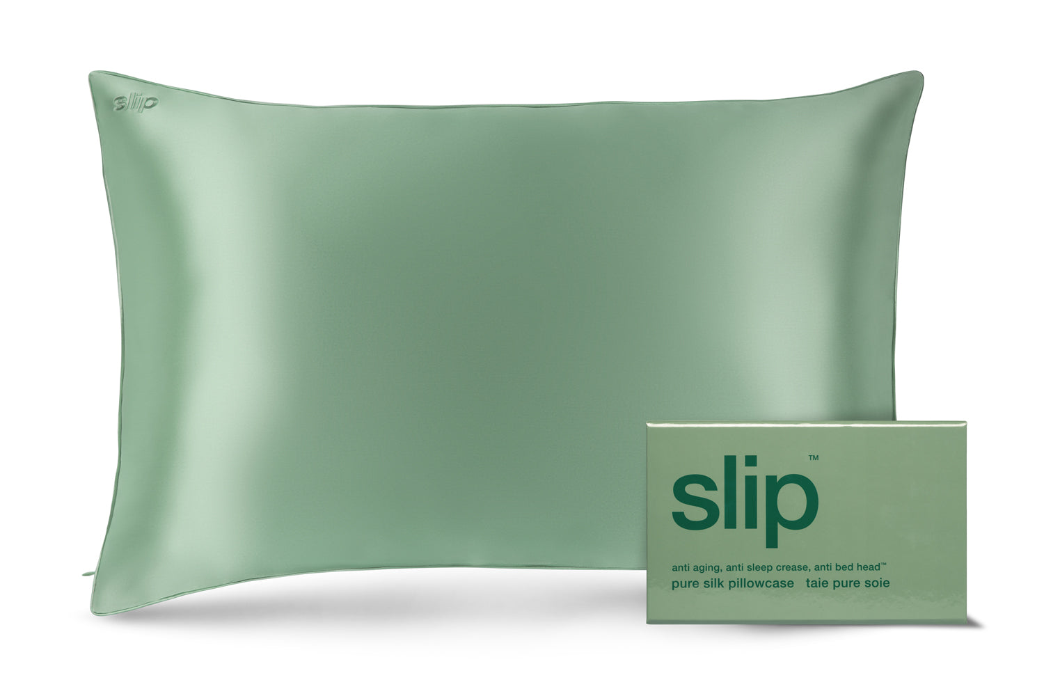 slip シルク枕カバー pillow case SLIP PURE SILK PILLOWCASE - PISTACHIO - QUEEN - ZIPPERED – Slip