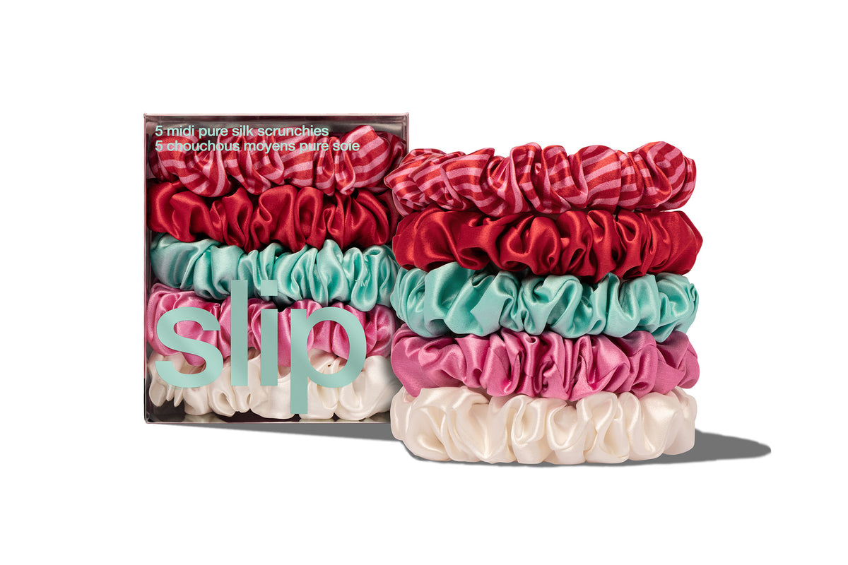 slip Midi Scrunchie Original Mix Set of 5 Back To Basics Black Midi/Large Scrunchie Set – Slip main image 3