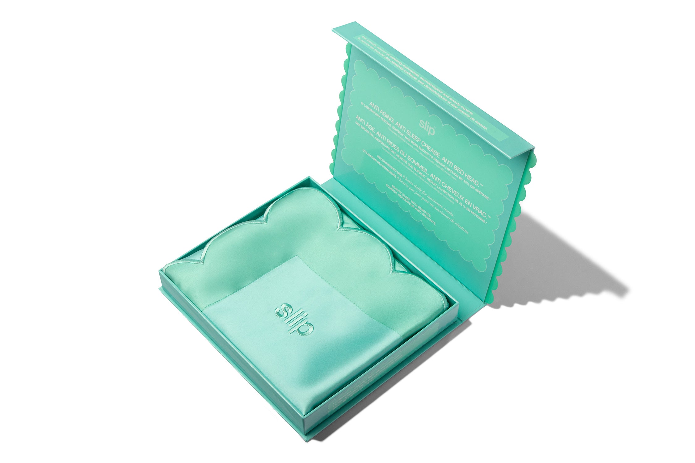 Turquoise Queen Zippered Pillowcase with Scalloped Edge – Slip