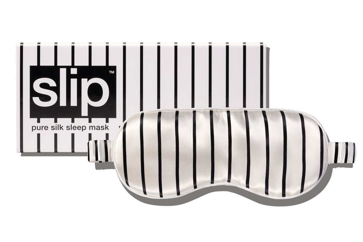 Slip Black and White Striped Sleep Mask Poolside Sleep Mask – Slip main image 2