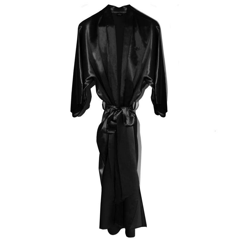 Discover 161+ black satin dressing gown long